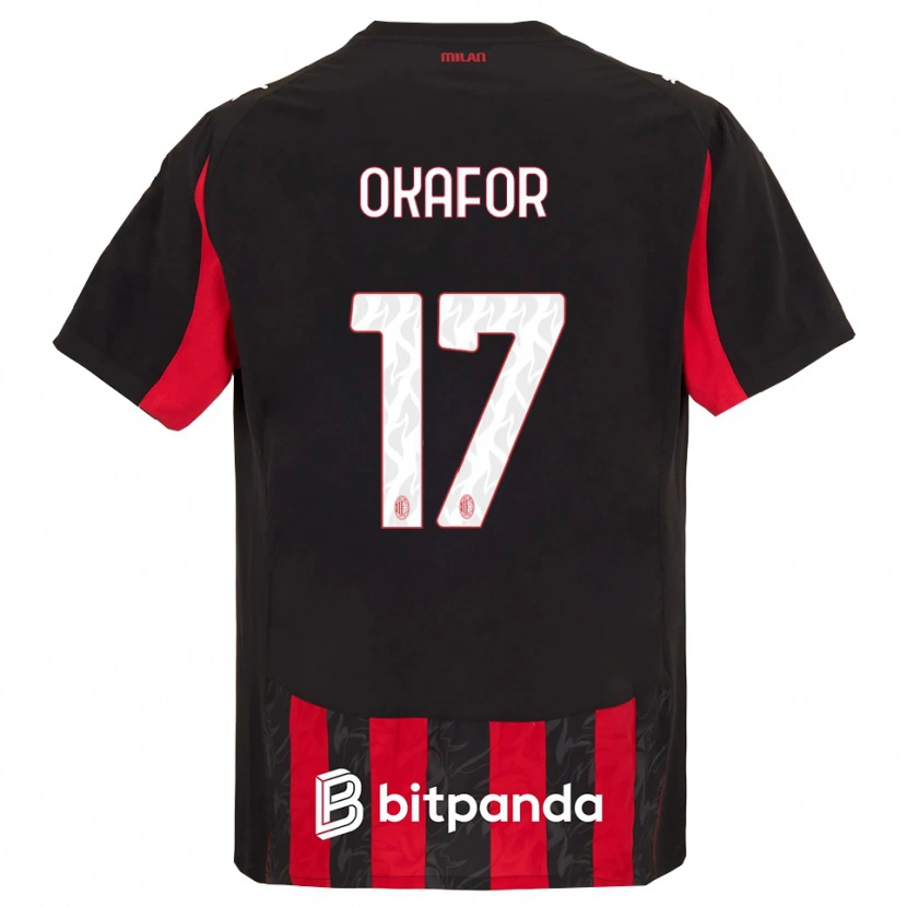 Danxen Niño Camiseta Noah Okafor #17 Rojo Negro 1ª Equipación 2025/26 La Camisa