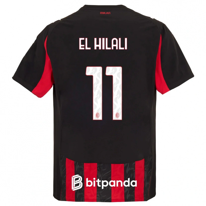 Danxen Niño Camiseta Youns El Hilali #11 Rojo Negro 1ª Equipación 2025/26 La Camisa