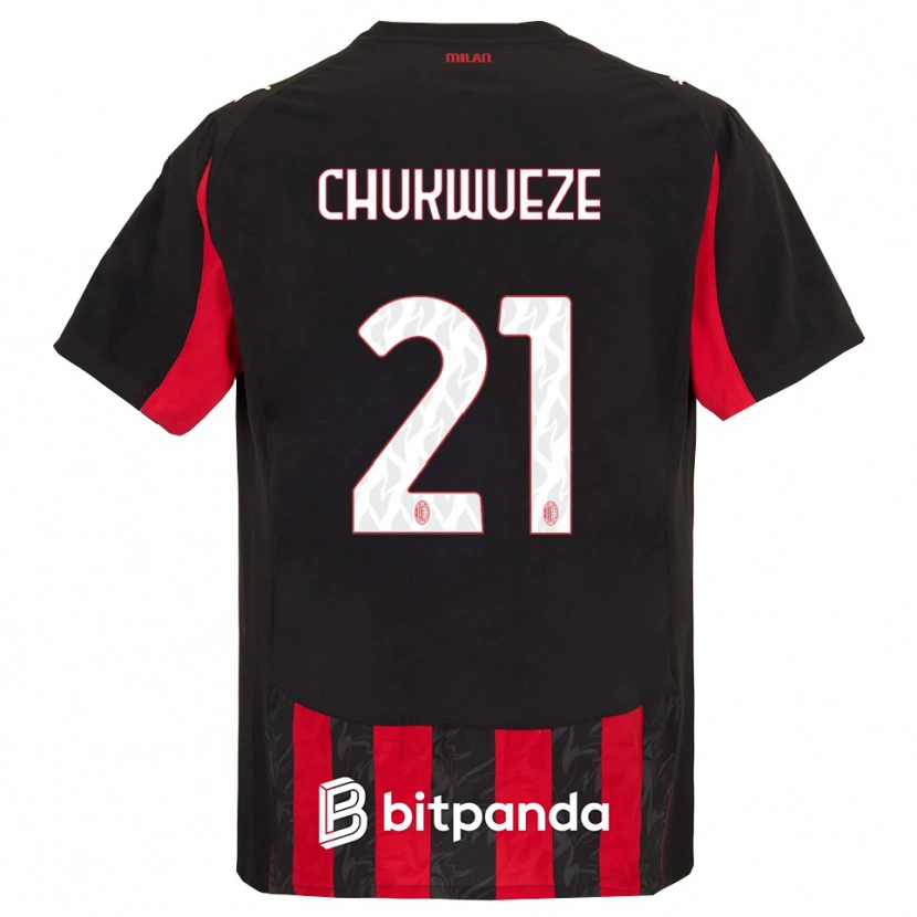 Danxen Niño Camiseta Samuel Chukwueze #21 Rojo Negro 1ª Equipación 2025/26 La Camisa