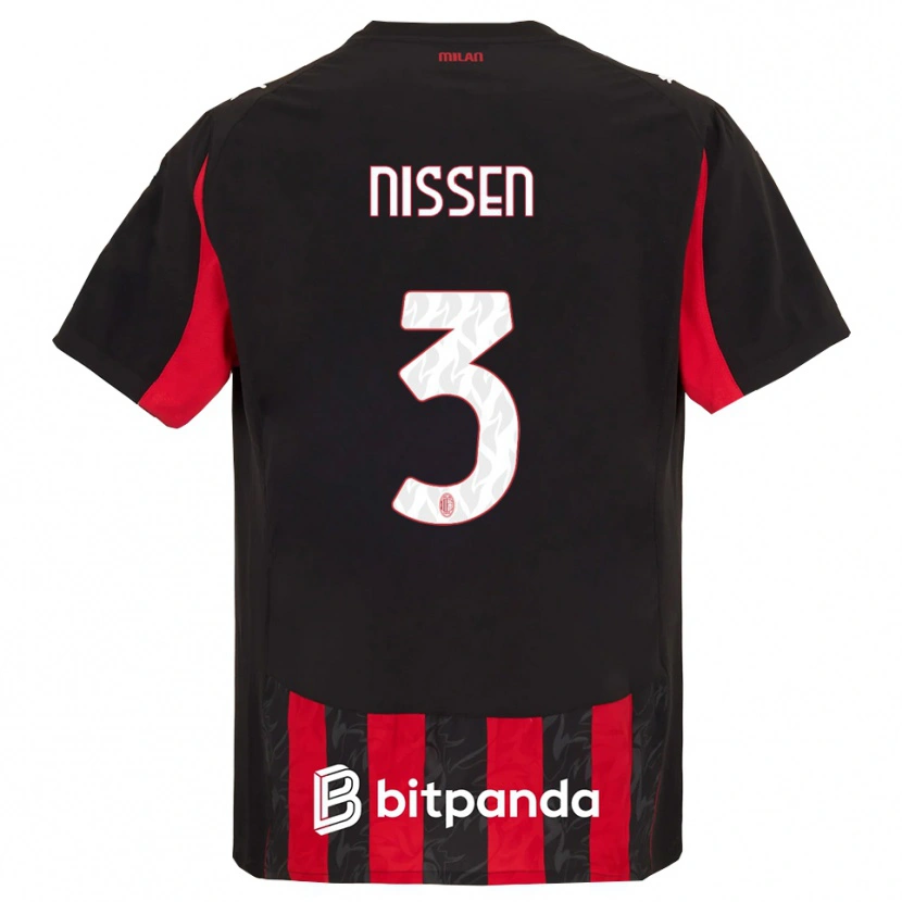 Danxen Niño Camiseta Fredrik Nissen #3 Rojo Negro 1ª Equipación 2025/26 La Camisa
