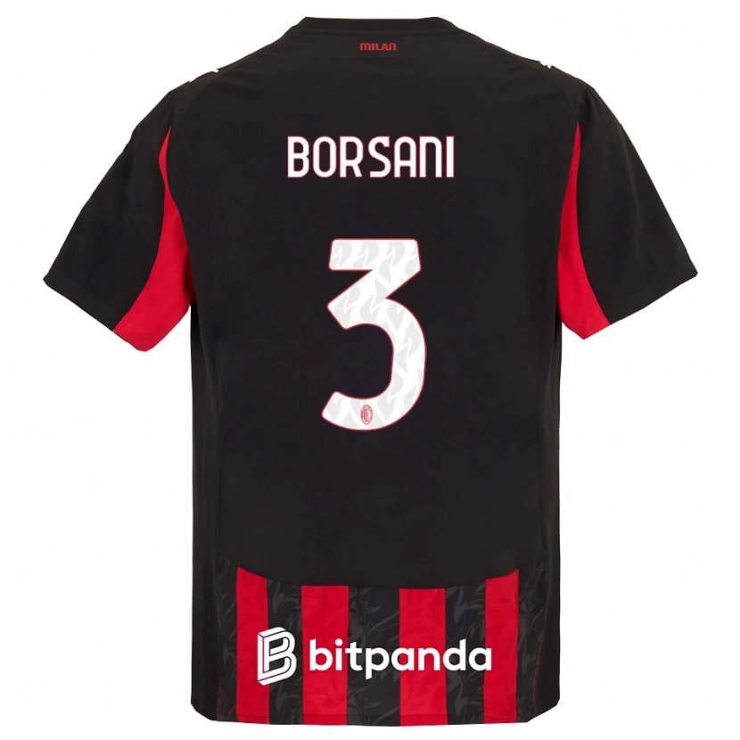 Danxen Niño Camiseta Emanuele Borsani #3 Rojo Negro 1ª Equipación 2025/26 La Camisa