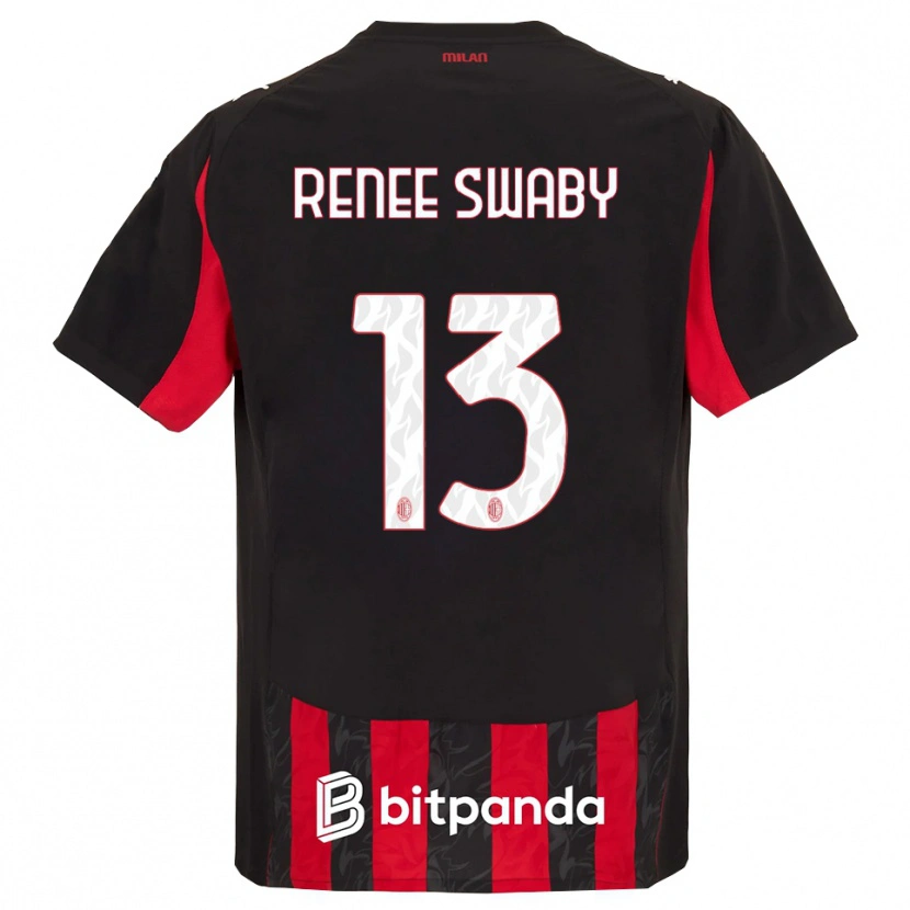 Danxen Niño Camiseta Allyson Renee Swaby #13 Rojo Negro 1ª Equipación 2025/26 La Camisa