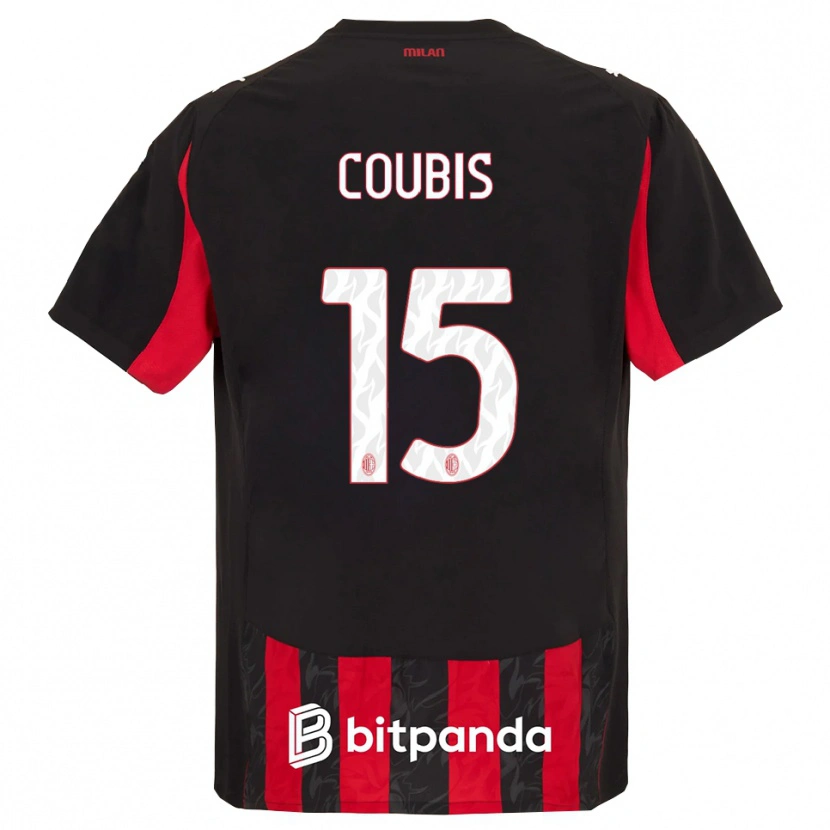 Danxen Niño Camiseta Andrei Coubiș #15 Rojo Negro 1ª Equipación 2025/26 La Camisa