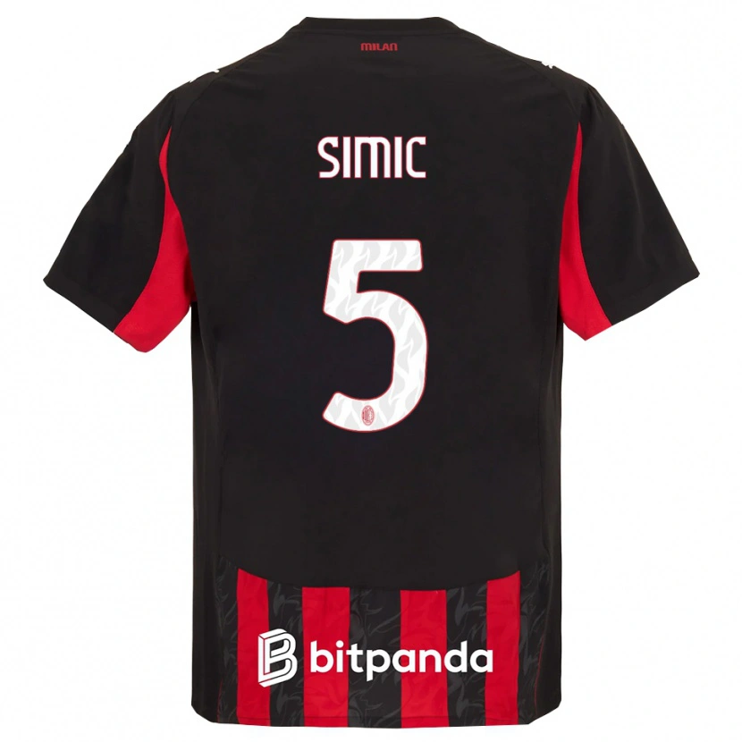 Danxen Niño Camiseta Jan-Carlo Simic #5 Rojo Negro 1ª Equipación 2025/26 La Camisa
