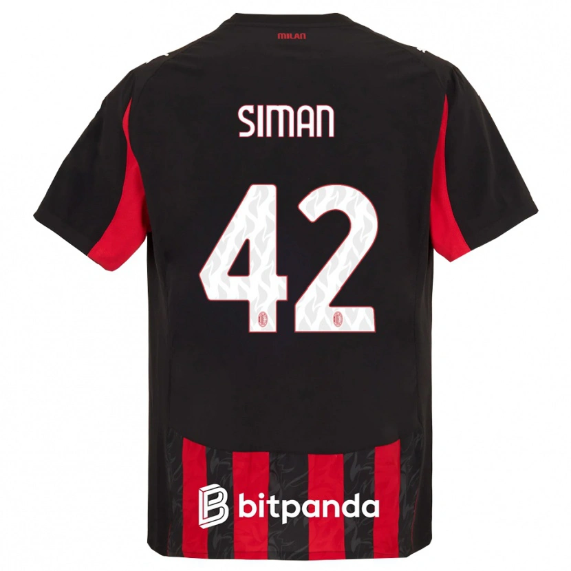 Danxen Niño Camiseta Alexandru Șiman #42 Rojo Negro 1ª Equipación 2025/26 La Camisa