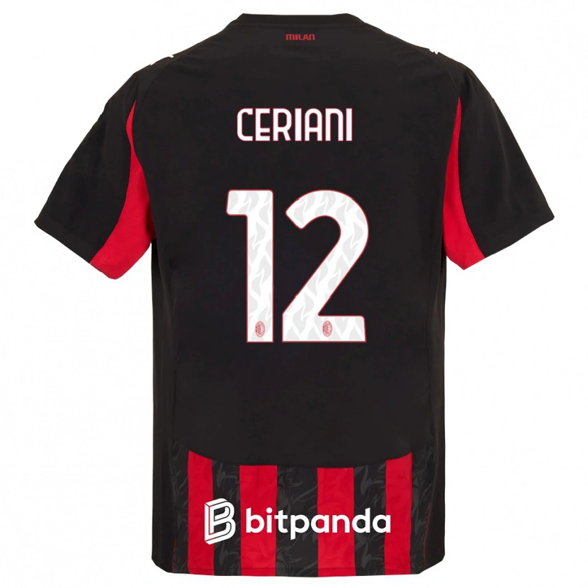 Danxen Niño Camiseta Gabriele Ceriani #12 Rojo Negro 1ª Equipación 2025/26 La Camisa