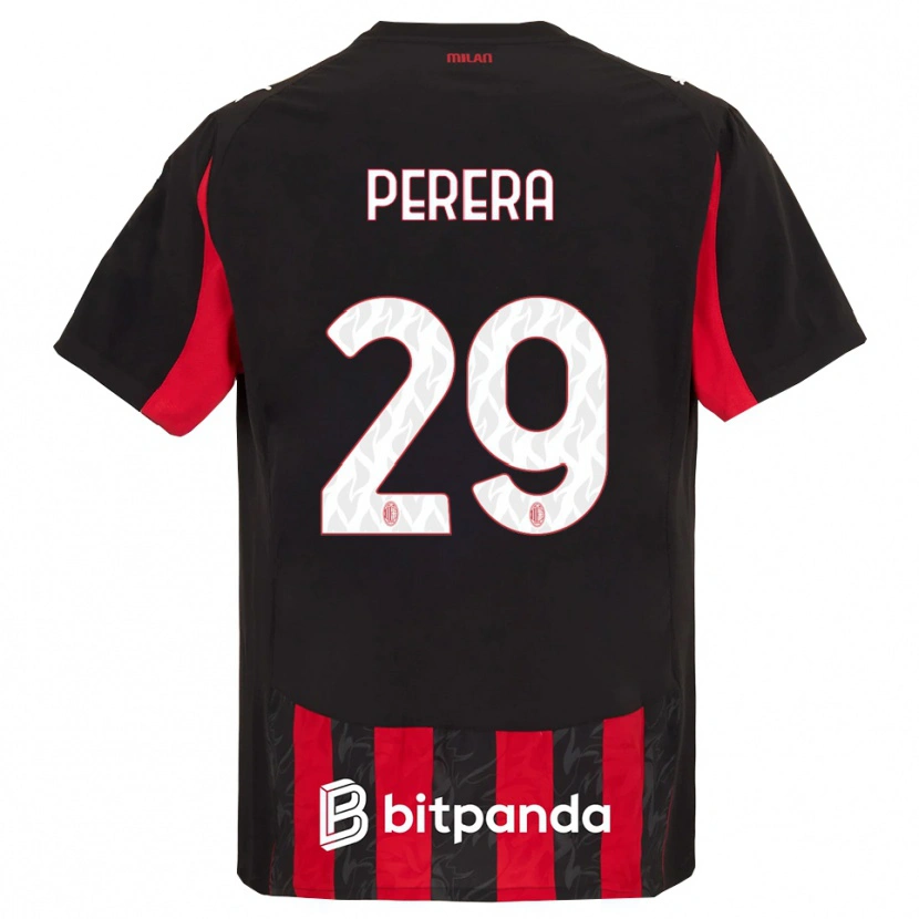 Danxen Niño Camiseta Nirash Perera #29 Rojo Negro 1ª Equipación 2025/26 La Camisa