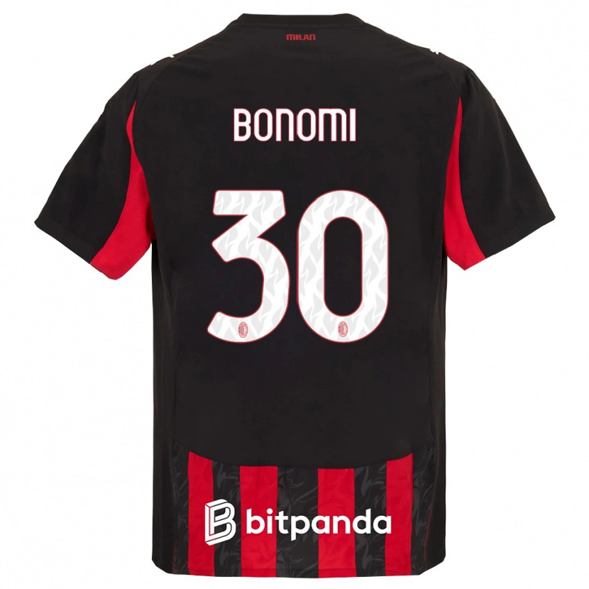Danxen Niño Camiseta Alessandro Bonomi #30 Rojo Negro 1ª Equipación 2025/26 La Camisa