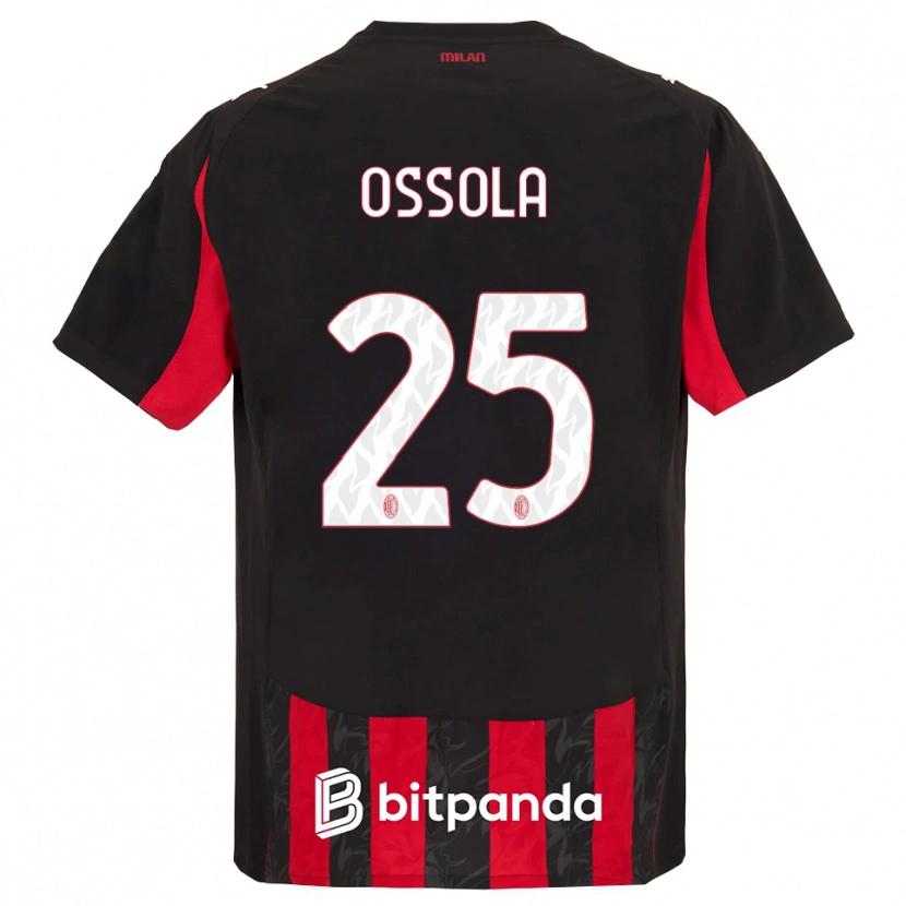 Danxen Niño Camiseta Lorenzo Ossola #25 Rojo Negro 1ª Equipación 2025/26 La Camisa