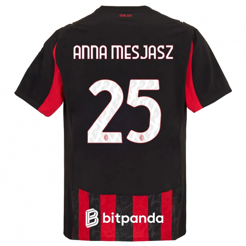 Danxen Niño Camiseta Małgorzata Anna Mesjasz #25 Rojo Negro 1ª Equipación 2025/26 La Camisa