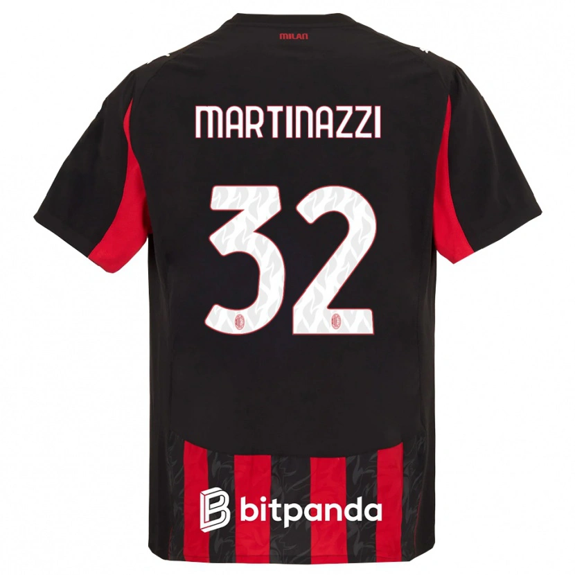 Danxen Niño Camiseta Luca Martinazzi #32 Rojo Negro 1ª Equipación 2025/26 La Camisa