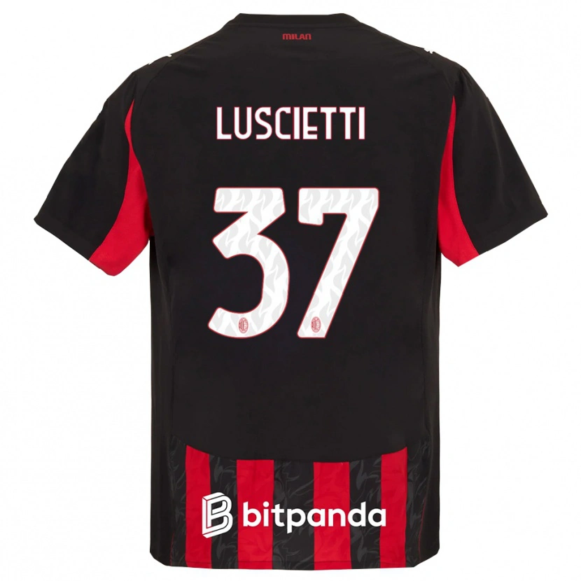 Danxen Niño Camiseta Abebe Luscietti #37 Rojo Negro 1ª Equipación 2025/26 La Camisa