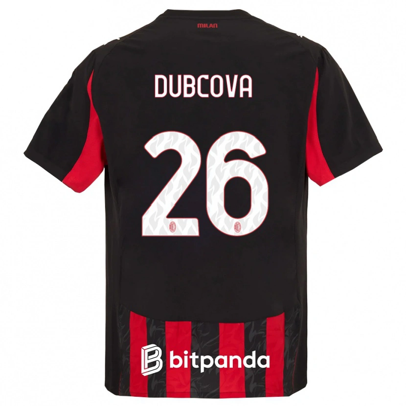 Danxen Niño Camiseta Michaela Dubcova #26 Rojo Negro 1ª Equipación 2025/26 La Camisa