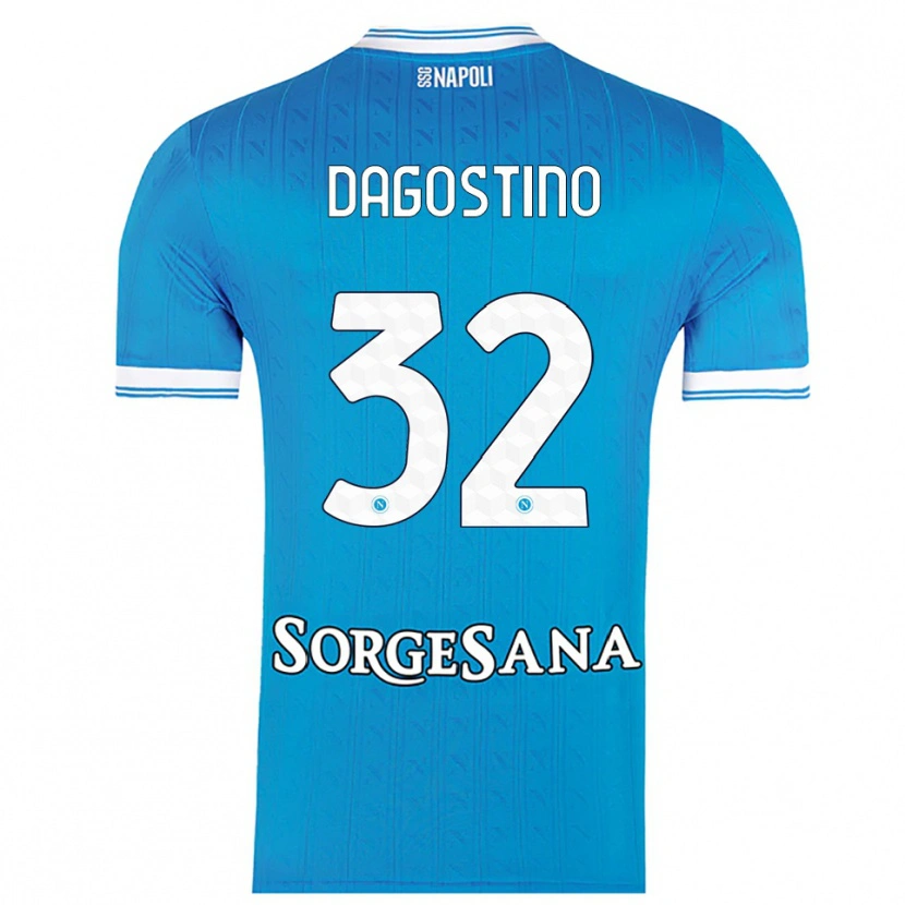 Danxen Niño Camiseta Giuseppe Dagostino #32 Azul Cielo Blanco 1ª Equipación 2025/26 La Camisa