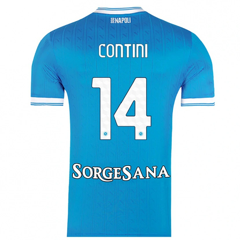 Danxen Niño Camiseta Nikita Contini #14 Azul Cielo Blanco 1ª Equipación 2025/26 La Camisa