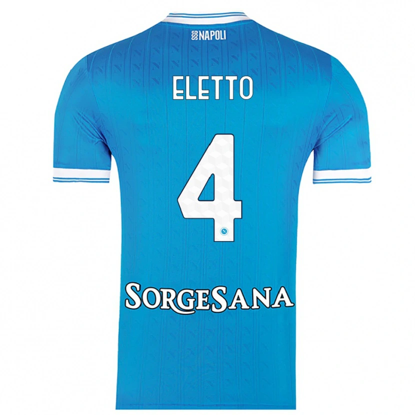 Danxen Niño Camiseta Francesco Eletto #4 Azul Cielo Blanco 1ª Equipación 2025/26 La Camisa