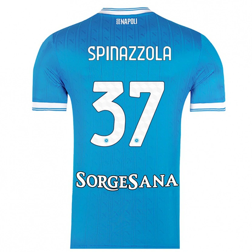 Danxen Niño Camiseta Leonardo Spinazzola #37 Azul Cielo Blanco 1ª Equipación 2025/26 La Camisa