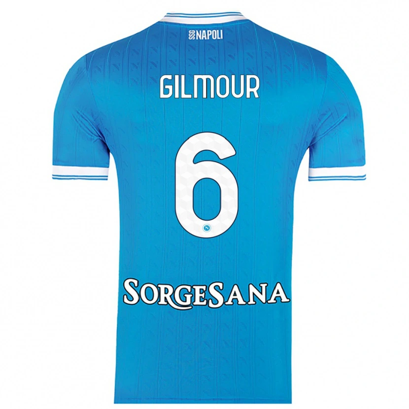 Danxen Niño Camiseta Billy Gilmour #6 Azul Cielo Blanco 1ª Equipación 2025/26 La Camisa