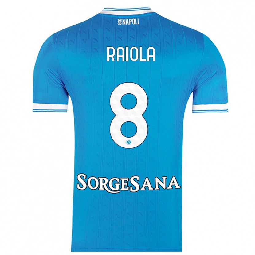 Danxen Niño Camiseta Arturo Raiola #8 Azul Cielo Blanco 1ª Equipación 2025/26 La Camisa