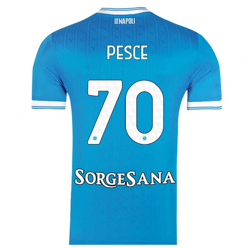 Danxen Niño Camiseta Antonio Pesce #70 Azul Cielo Blanco 1ª Equipación 2025/26 La Camisa