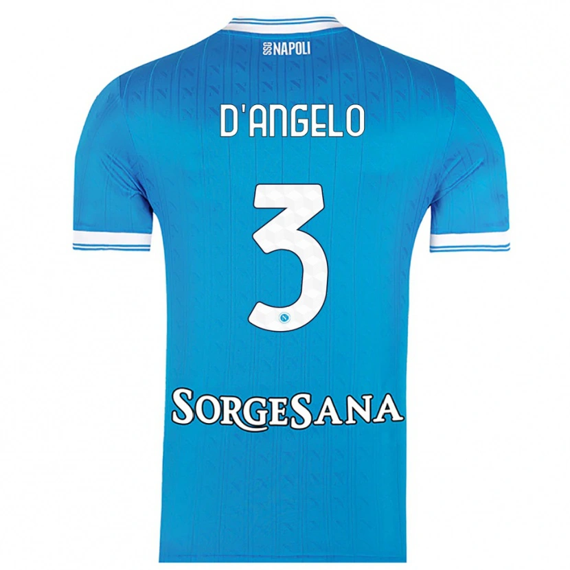 Danxen Niño Camiseta Giuseppe D'angelo #3 Azul Cielo Blanco 1ª Equipación 2025/26 La Camisa