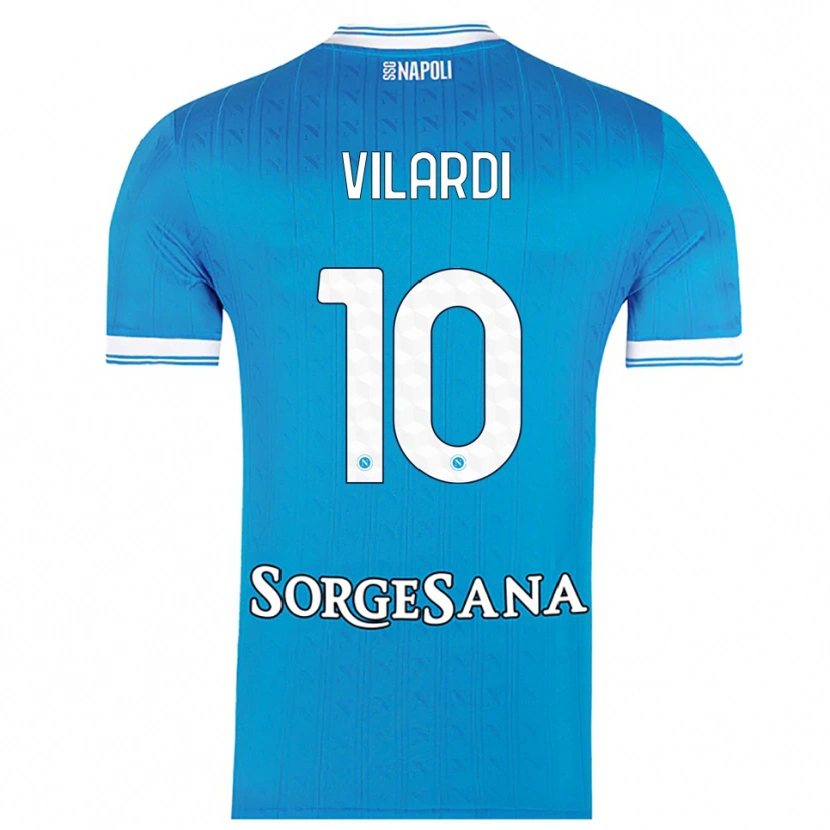 Danxen Niño Camiseta Mario Vilardi #10 Azul Cielo Blanco 1ª Equipación 2025/26 La Camisa