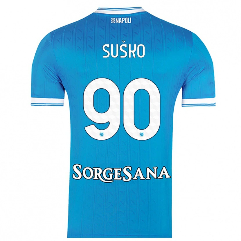 Danxen Niño Camiseta Daniel Suško #90 Azul Cielo Blanco 1ª Equipación 2025/26 La Camisa