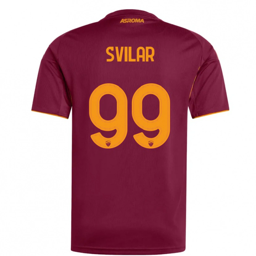 Danxen Niño Camiseta Mile Svilar #99 Borgoña Naranja 1ª Equipación 2025/26 La Camisa