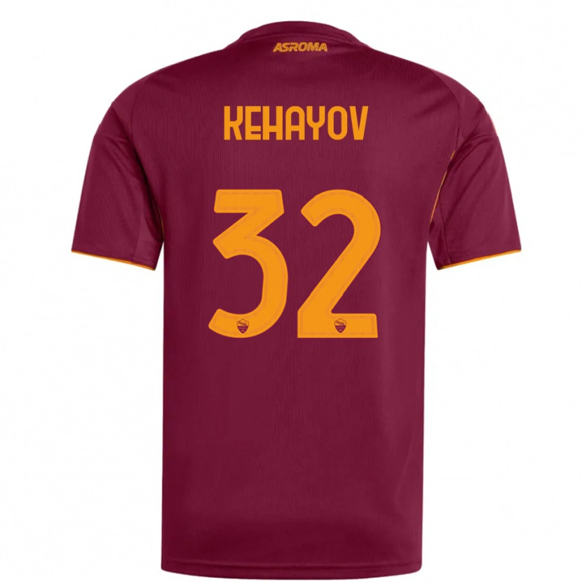Danxen Niño Camiseta Atanas Kehayov #32 Borgoña Naranja 1ª Equipación 2025/26 La Camisa