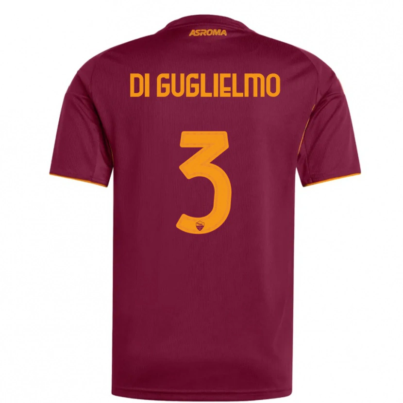 Danxen Niño Camiseta Lucia Di Guglielmo #3 Borgoña Naranja 1ª Equipación 2025/26 La Camisa