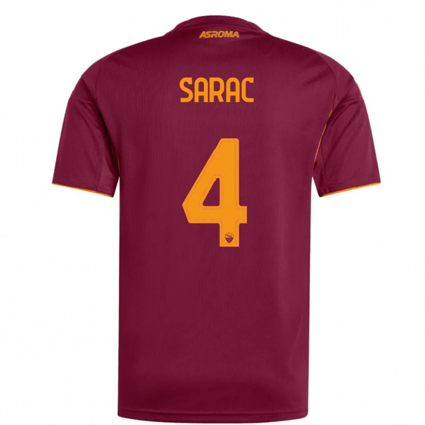 Danxen Niño Camiseta Pavle Sarac #4 Borgoña Naranja 1ª Equipación 2025/26 La Camisa