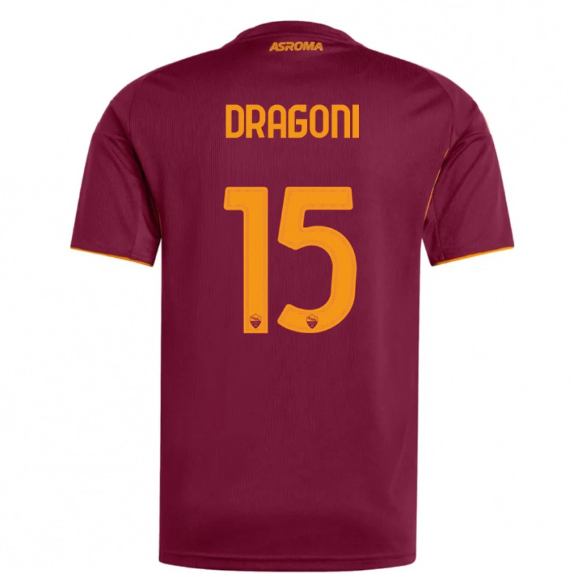Danxen Niño Camiseta Giulia Dragoni #15 Borgoña Naranja 1ª Equipación 2025/26 La Camisa