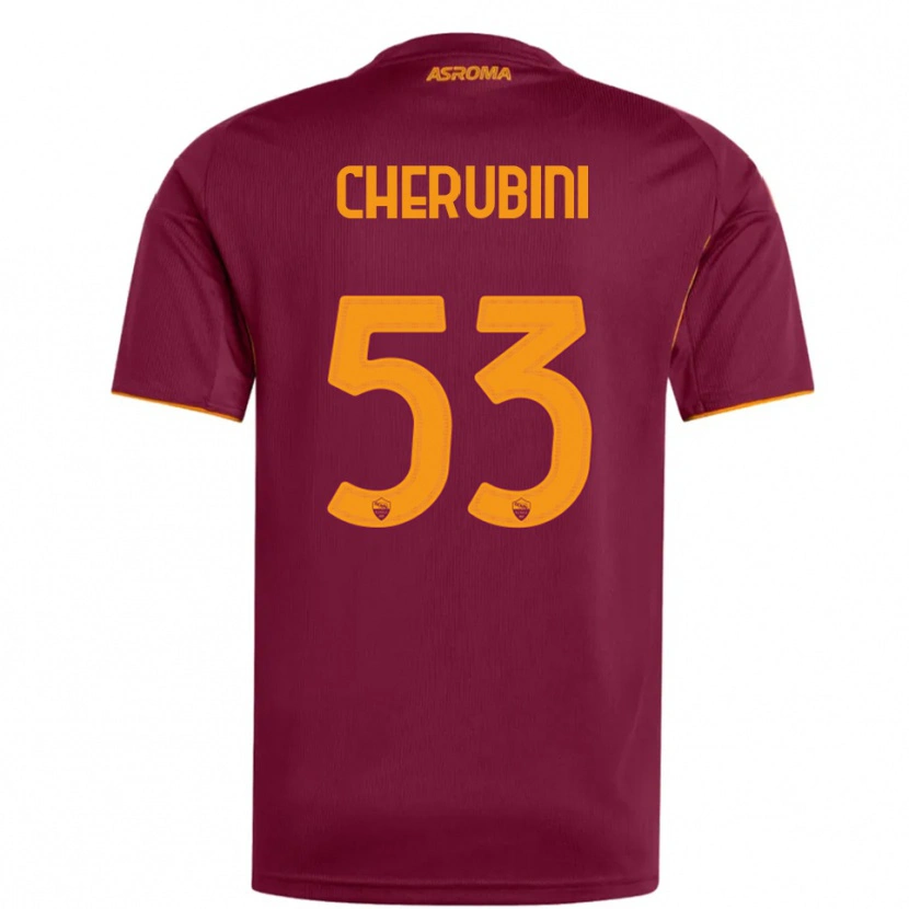 Danxen Niño Camiseta Martina Cherubini #53 Borgoña Naranja 1ª Equipación 2025/26 La Camisa