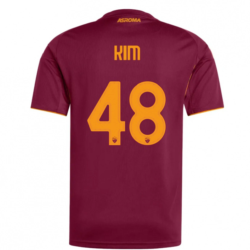Danxen Niño Camiseta Shin-Ji Kim #48 Borgoña Naranja 1ª Equipación 2025/26 La Camisa