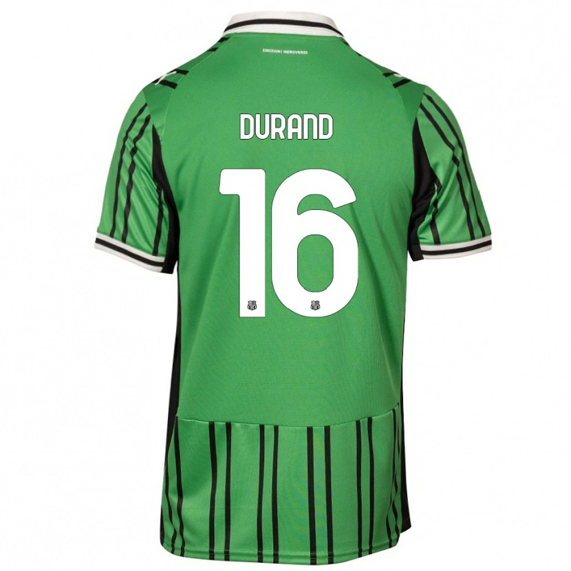 Danxen Niño Camiseta Solène Durand #16 Verde Negro 1ª Equipación 2025/26 La Camisa