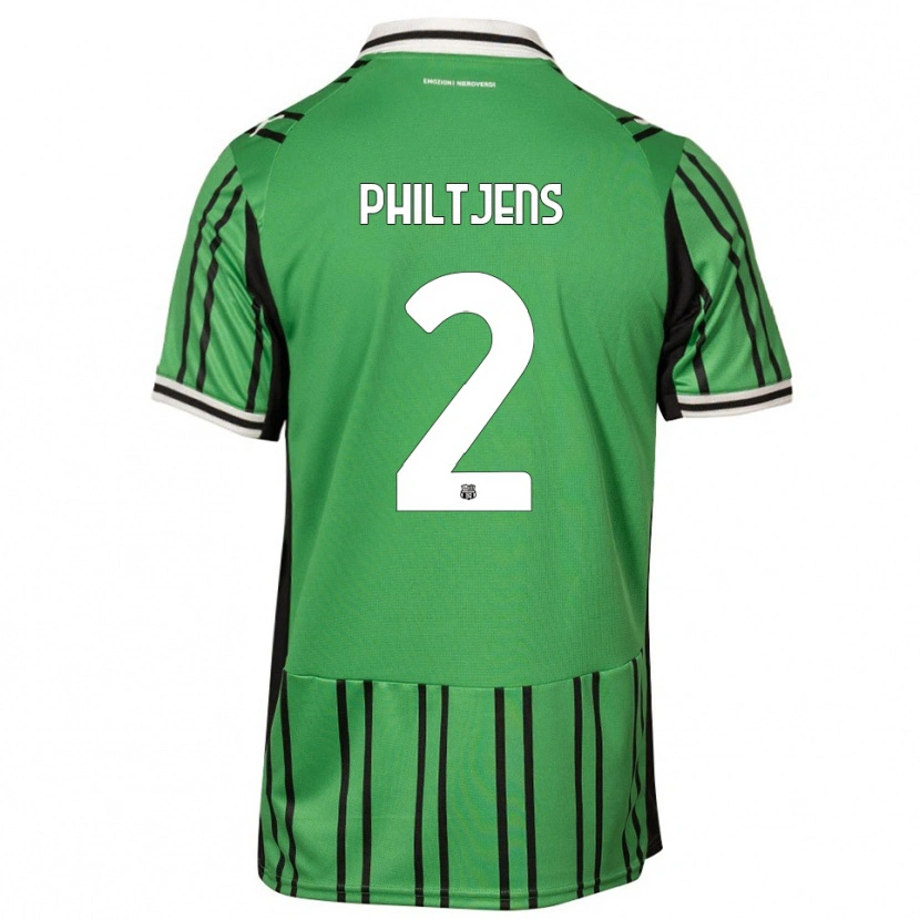 Danxen Niño Camiseta Davina Philtjens #2 Verde Negro 1ª Equipación 2025/26 La Camisa