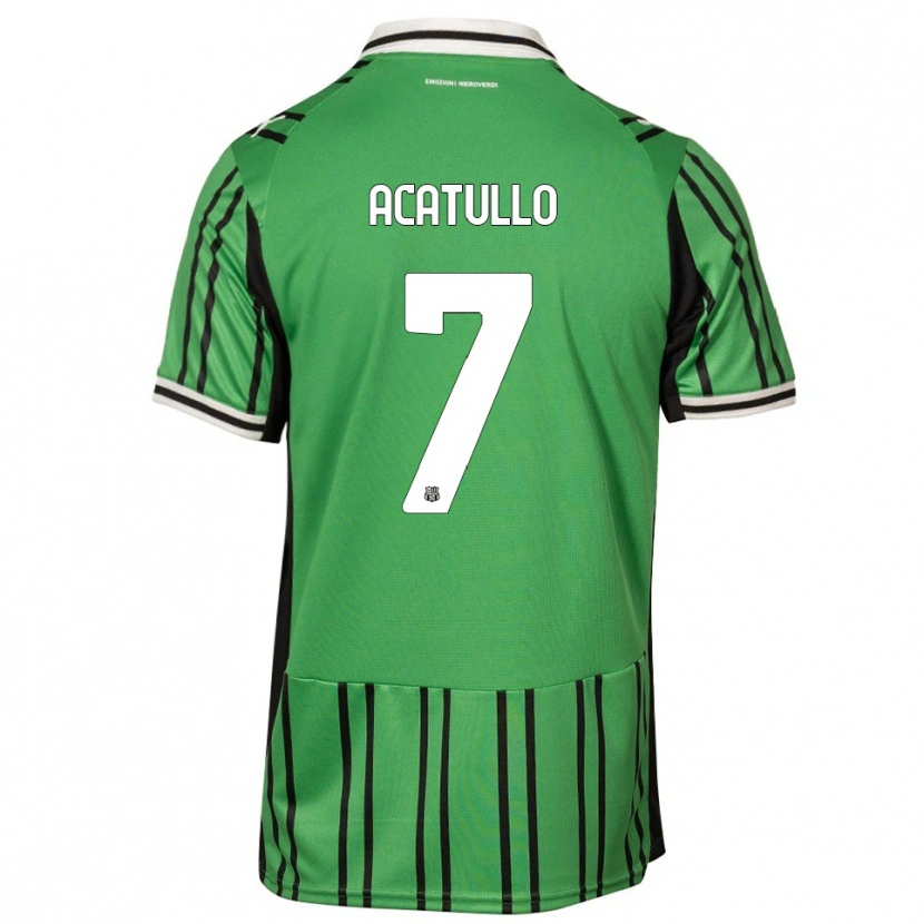 Danxen Niño Camiseta Cristian Acatullo #7 Verde Negro 1ª Equipación 2025/26 La Camisa