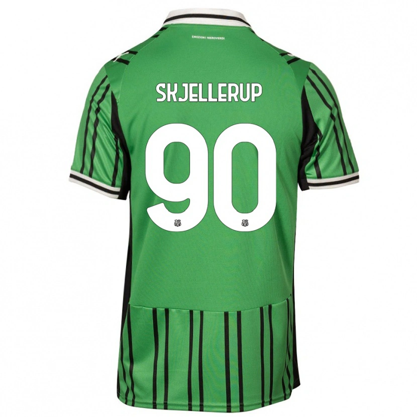 Danxen Niño Camiseta Laurs Skjellerup #90 Verde Negro 1ª Equipación 2025/26 La Camisa