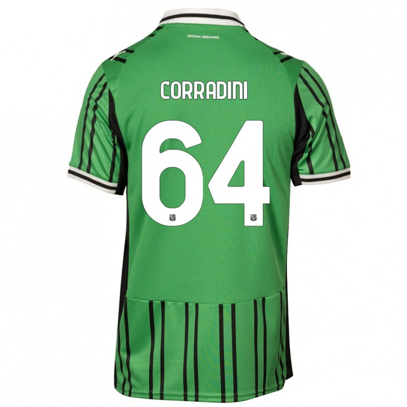 Danxen Niño Camiseta Francesco Corradini #64 Verde Negro 1ª Equipación 2025/26 La Camisa
