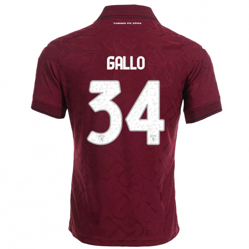 Danxen Niño Camiseta Tommaso Gallo #34 Borgoña Blanco 1ª Equipación 2025/26 La Camisa