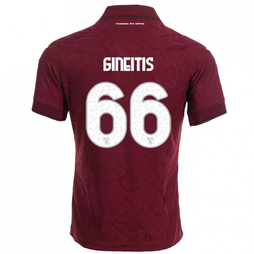 Danxen Niño Camiseta Gvidas Gineitis #66 Borgoña Blanco 1ª Equipación 2025/26 La Camisa
