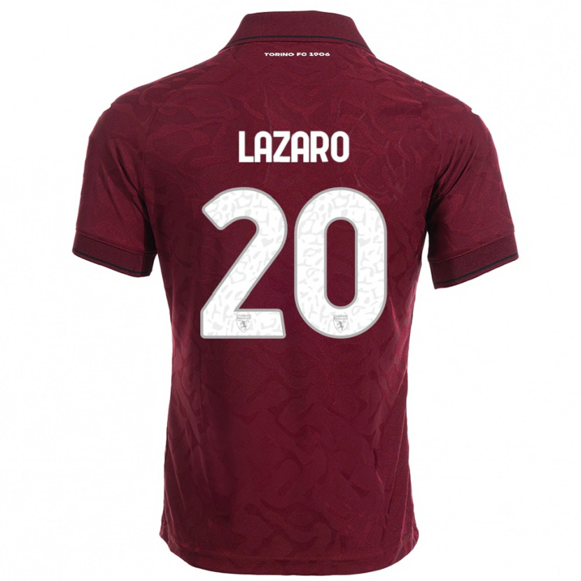 Danxen Niño Camiseta Valentino Lazaro #20 Borgoña Blanco 1ª Equipación 2025/26 La Camisa