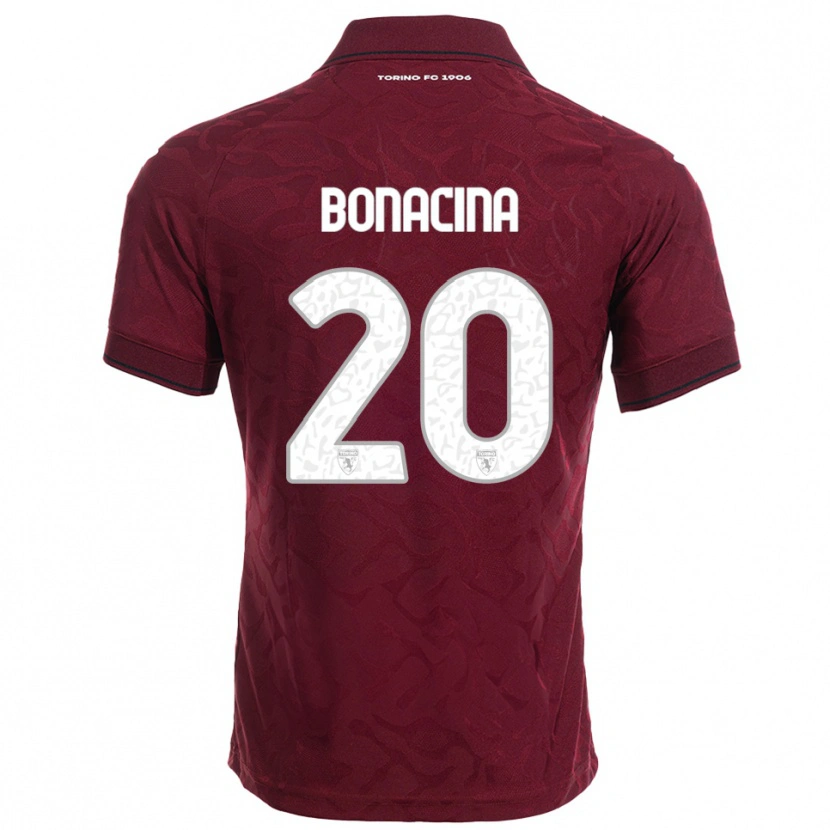 Danxen Niño Camiseta David Bonacina #20 Borgoña Blanco 1ª Equipación 2025/26 La Camisa