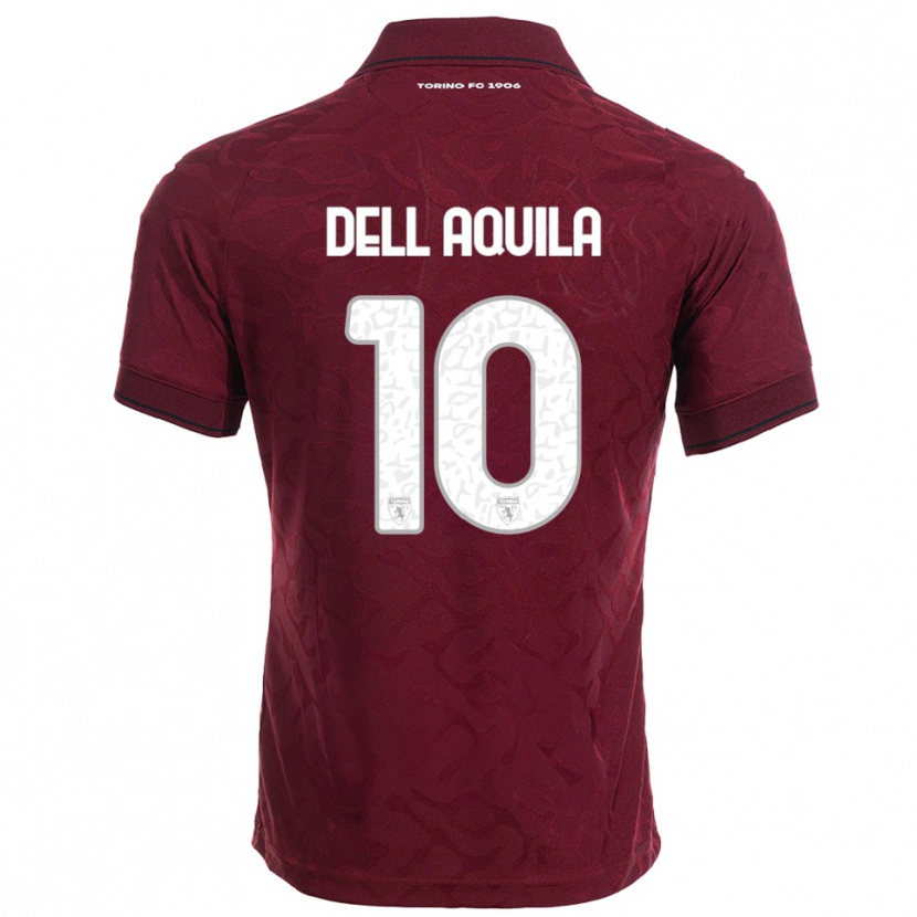 Danxen Niño Camiseta Francesco Dell'aquila #10 Borgoña Blanco 1ª Equipación 2025/26 La Camisa