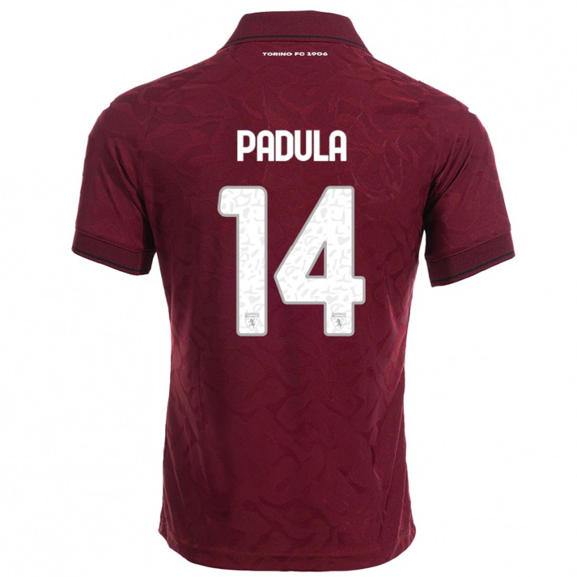 Danxen Niño Camiseta Cristian Padula #14 Borgoña Blanco 1ª Equipación 2025/26 La Camisa