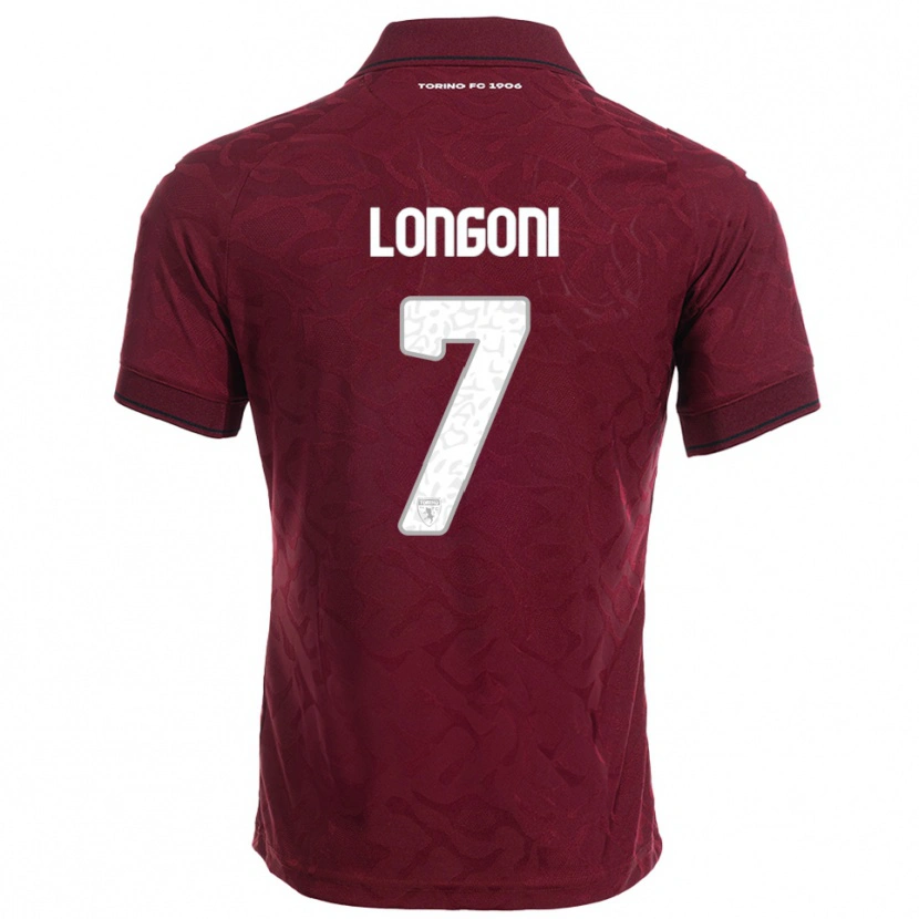 Danxen Niño Camiseta Marco Longoni #7 Borgoña Blanco 1ª Equipación 2025/26 La Camisa