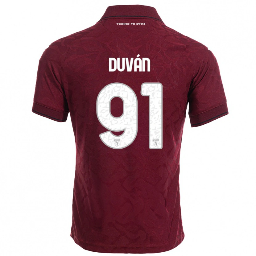 Danxen Niño Camiseta Duván Zapata #91 Borgoña Blanco 1ª Equipación 2025/26 La Camisa
