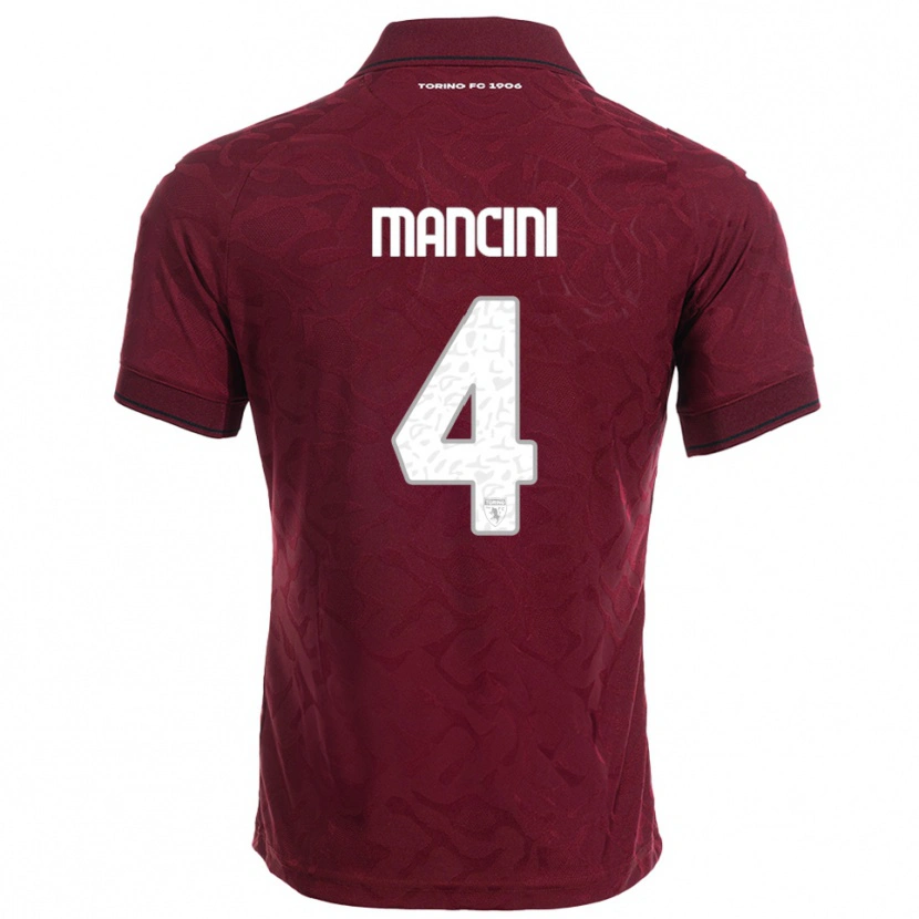 Danxen Niño Camiseta Luca Mancini #4 Borgoña Blanco 1ª Equipación 2025/26 La Camisa