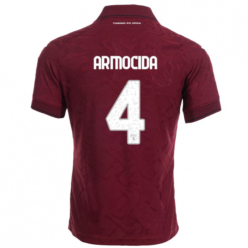 Danxen Niño Camiseta Simone Armocida #4 Borgoña Blanco 1ª Equipación 2025/26 La Camisa