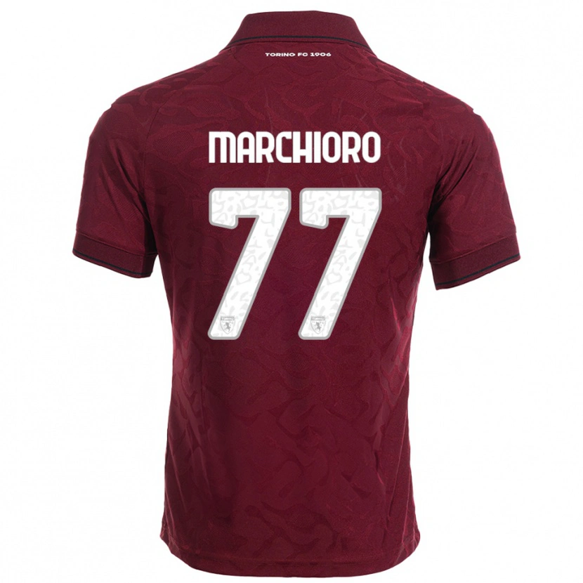 Danxen Niño Camiseta Raffaele Marchioro #77 Borgoña Blanco 1ª Equipación 2025/26 La Camisa